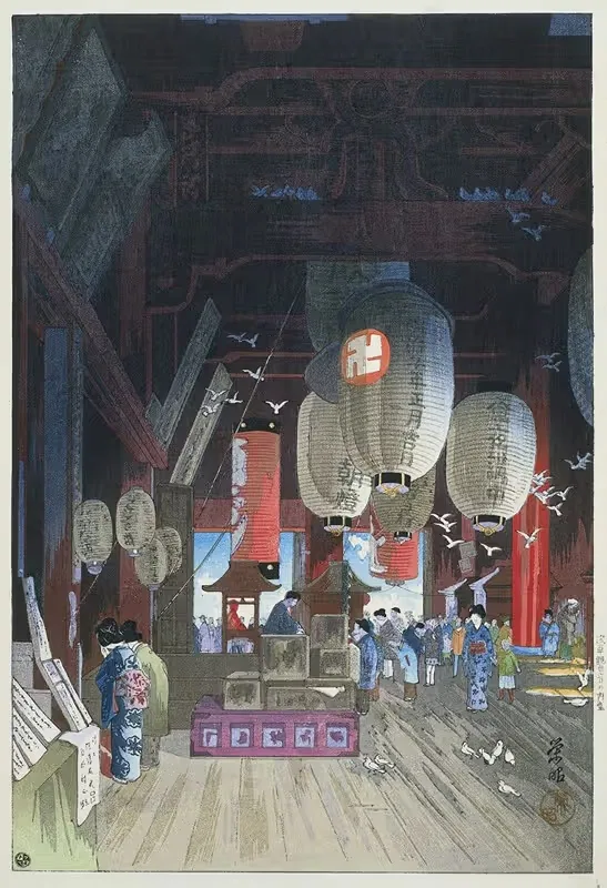 In de Kannon tempel in Asakusa — Narazaki Eisho