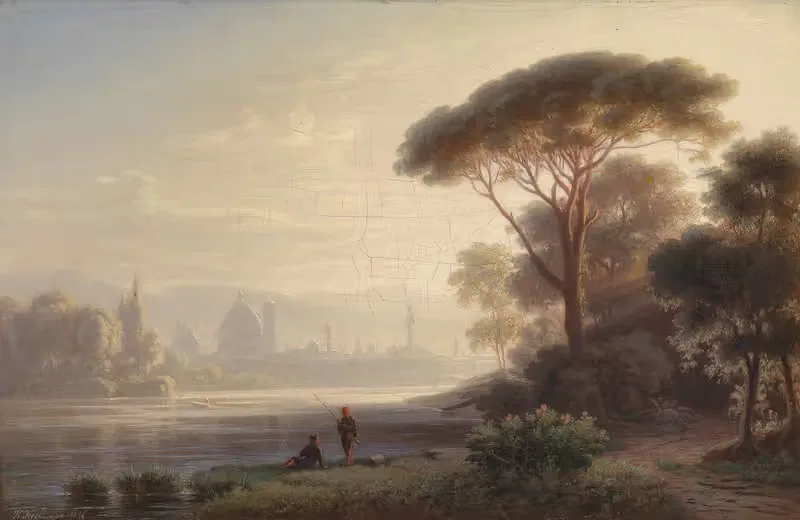 Утро во Флоренции by Карл Хайльмайер, 1856 — digital art print download