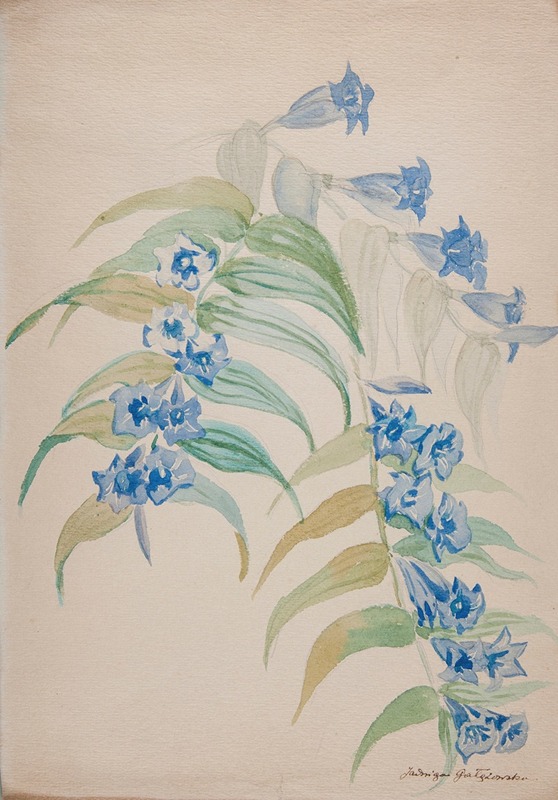 Twigs with blue flowers by Ядвига Галензовская — digital art print download