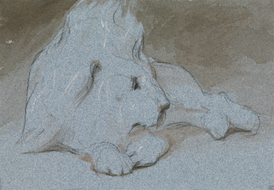 A Male Lion, Lying Down and Half Facing Right by Джордж Джонс — digital art print download