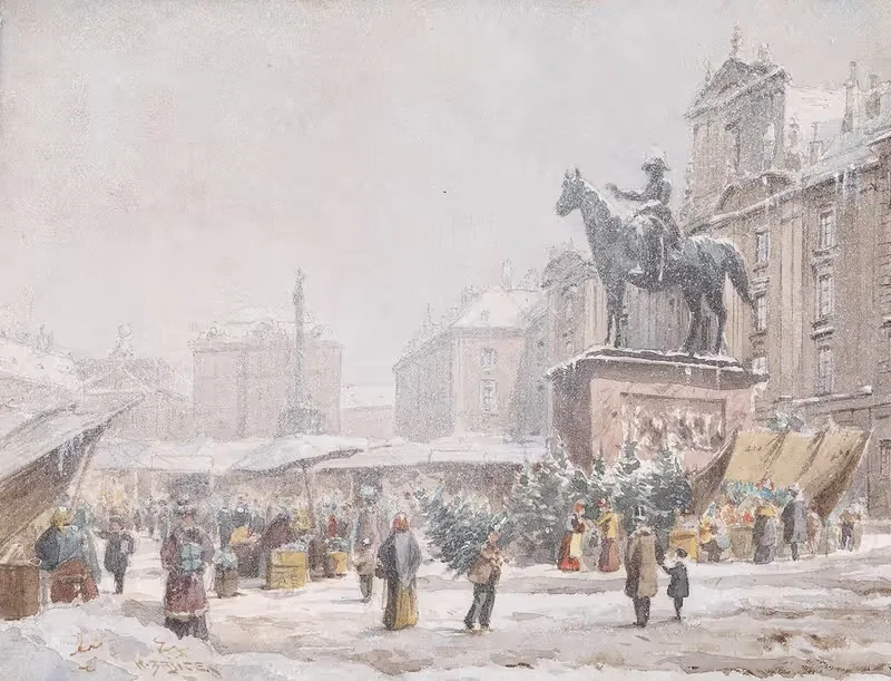 Рождественский рынок на Хофе by Карл Венцель Зайчек — digital art print download