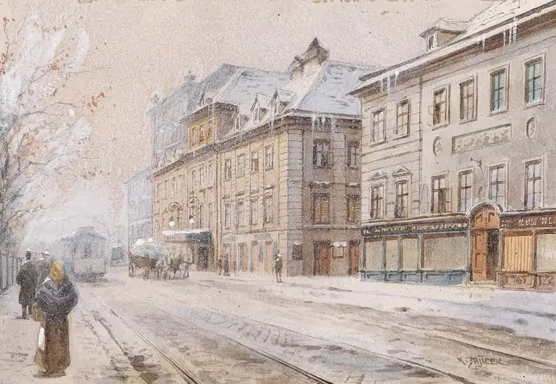 Theater an der Wien im Winter — Karl Wenzel Zajicek
