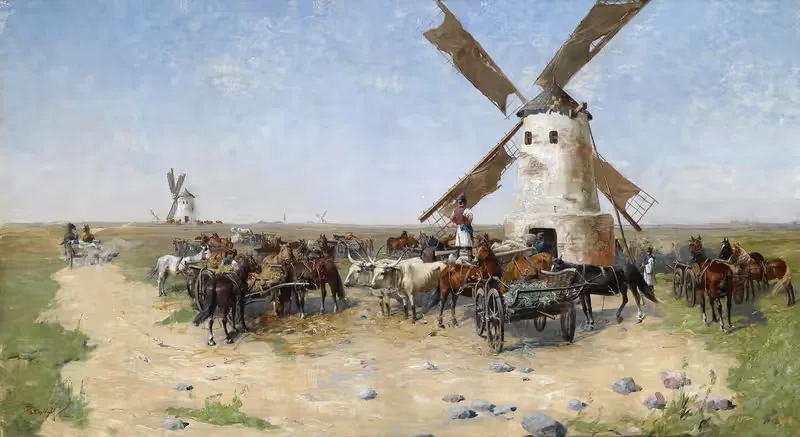 Мельница в широкой пустынной местности by Ласло Патаки фон Соспатак — digital art print download