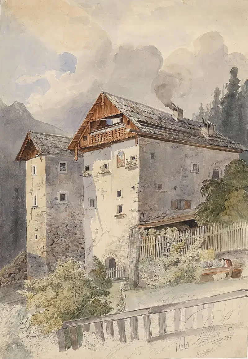 Старые дома в Халльштадте by Леопольд Мунш, 1848 — digital art print download