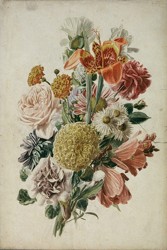 Blumenstrauß mit Tagetes und Lilie — Leopold von Stoll