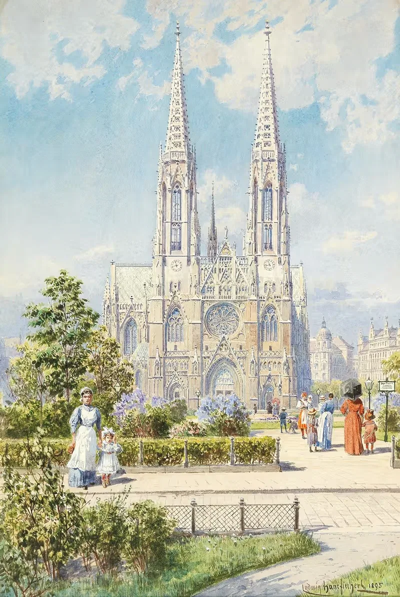 A sunny day near Votivkirche — Ludwig Hans Fischer