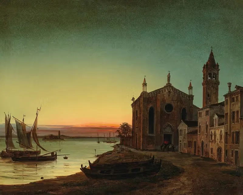 Санта-Марта в вечернем свете by Луиджи Кверена, 1859 — digital art print download