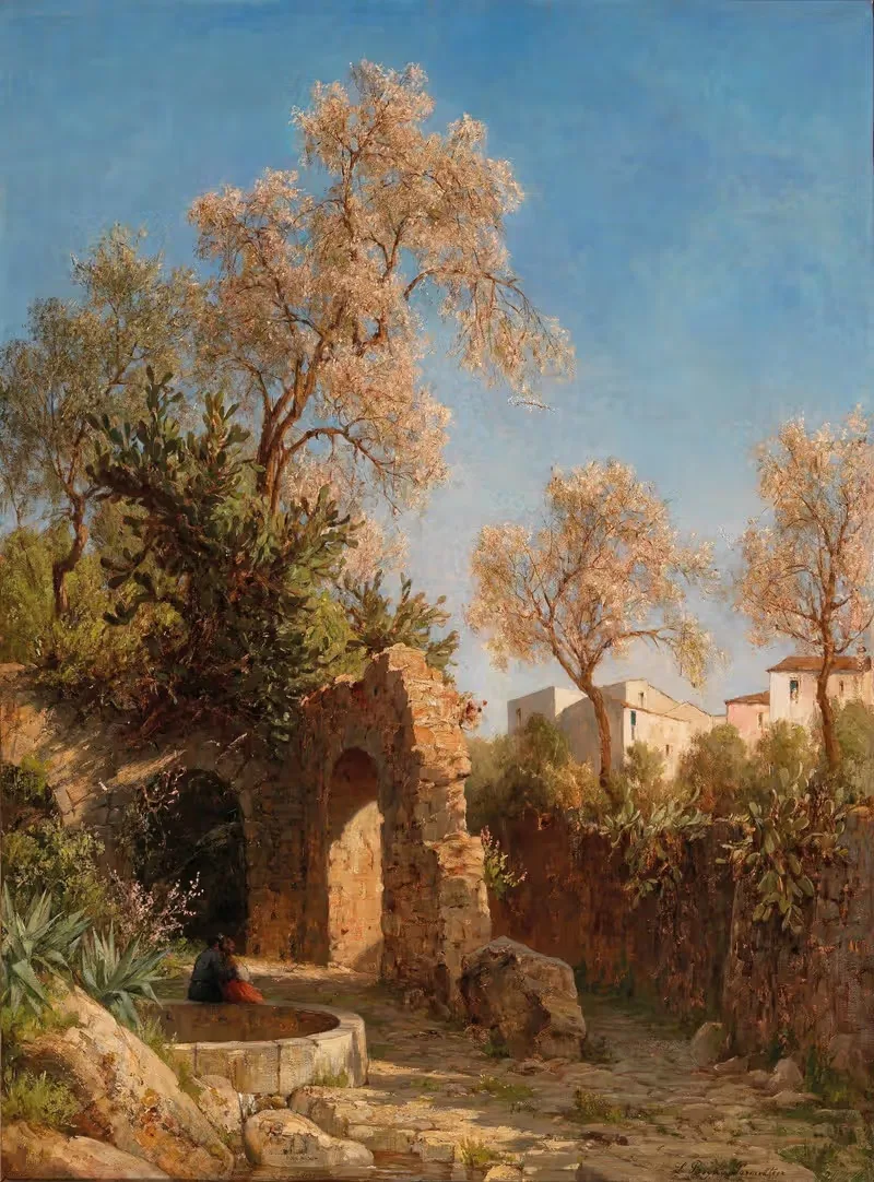 Цветущие миндальные деревья, Таормина by Луиза Бегас-Парментиер — digital art print download