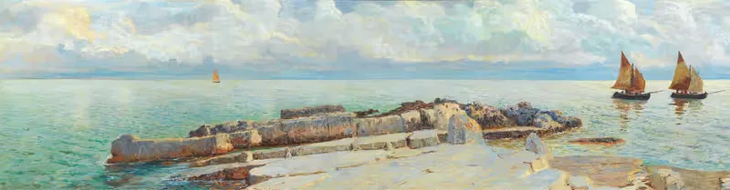 Coastal landscape by Menci Clement Crnčić — digital art print download