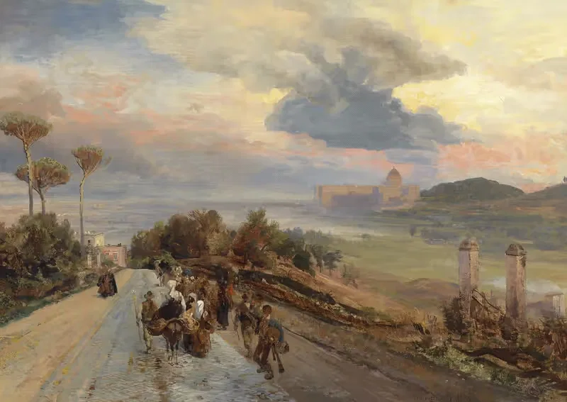 Виа Кассия под Римом by Освальд Ахенбах, 1878 — digital art print download