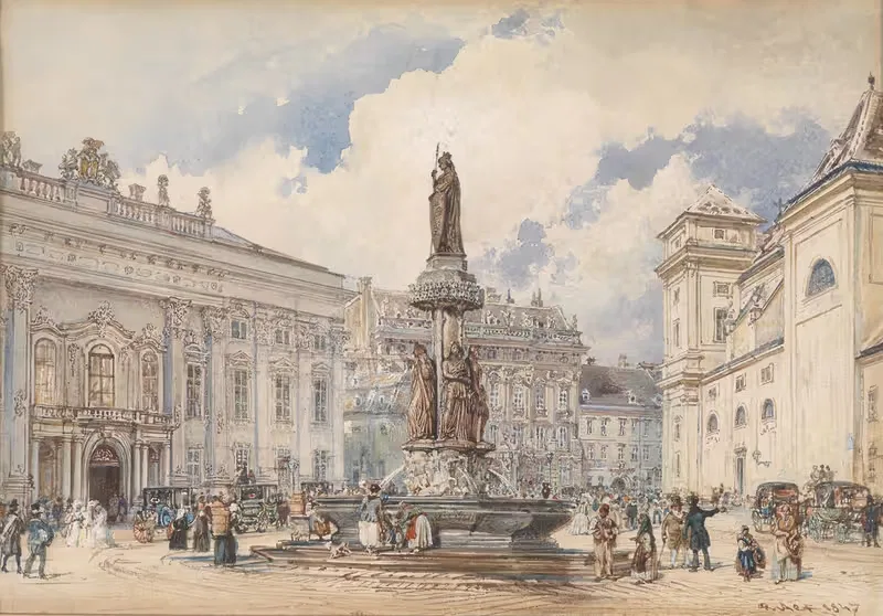Фрейунг с Австрийским фонтаном by Рудольф фон Альт, 1847 — digital art print download