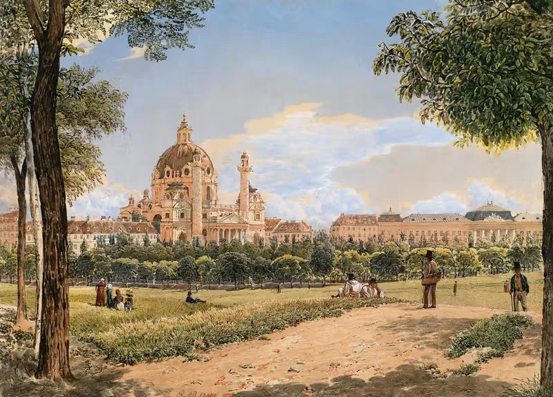 Blick auf die Karlskirche und das Polytechnische Institut — Rudolf von Alt