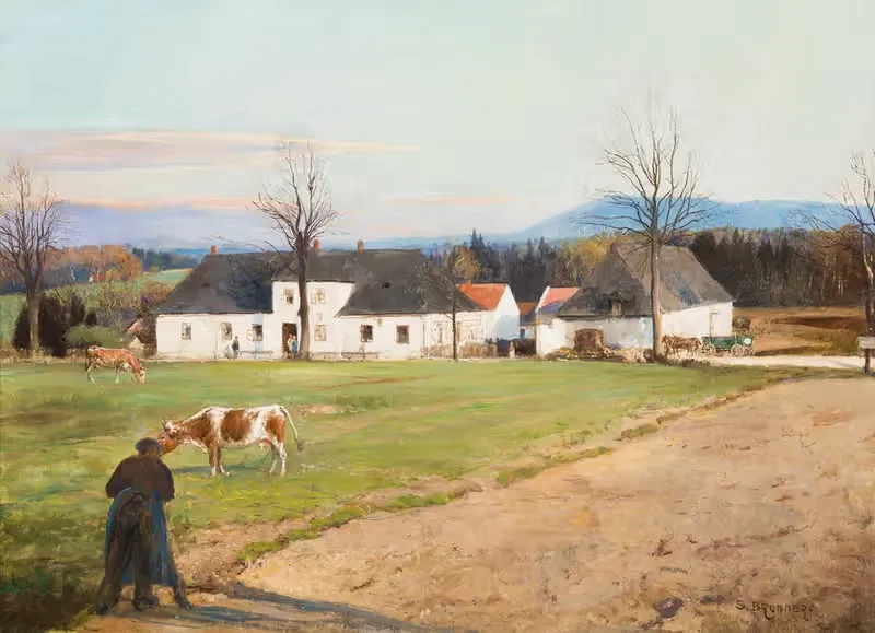 Landscape with a Farm by Samuel Brunner — digital art print download