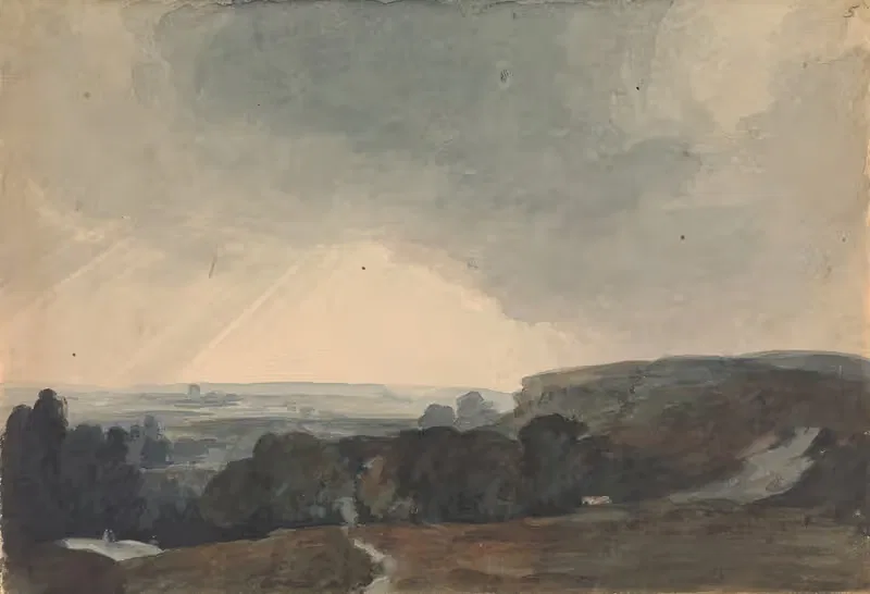Landscape Scene From Hilltop, Looking into Sunlit Valley — Thomas Sully