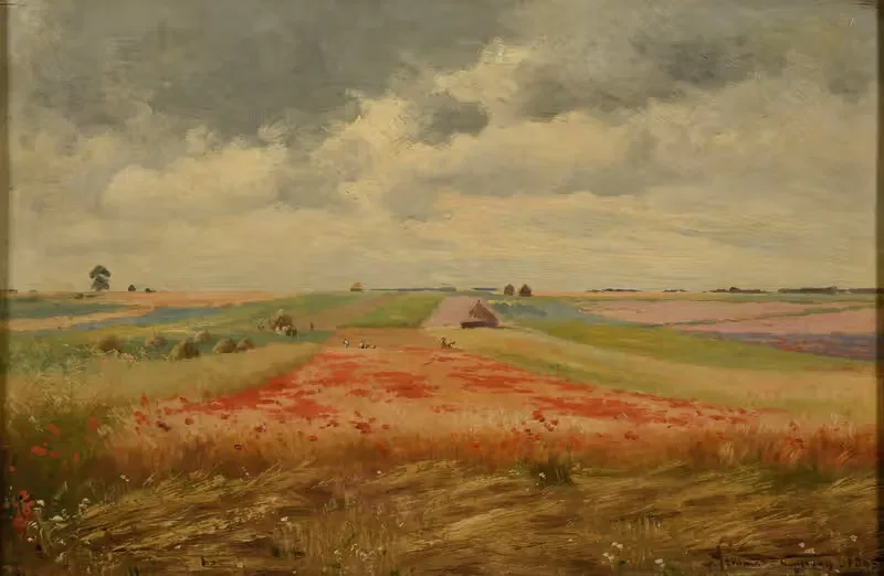 Champ d'orge et de coquelicots à Pontgivart — Armand Guéry
