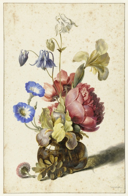 Flowers in a Bottle by Dirck de Bray, 1674 — digital art print download