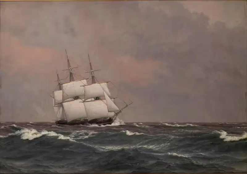 The corvette Najaden in rough seas — Christoffer Wilhelm Eckersberg