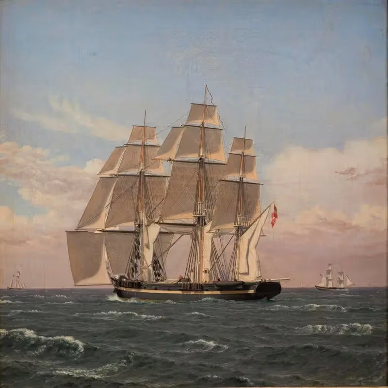Корвет "Наяден" под парусом by Кристоффер Вильгельм Эккерсберг, 1833 — digital art print download