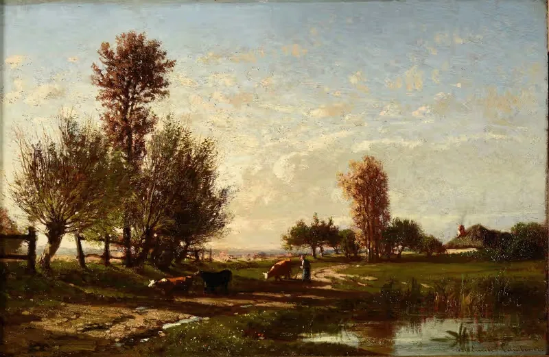 Пейзаж с водотоком by Эмиль Ламбине, 1856 — digital art print download