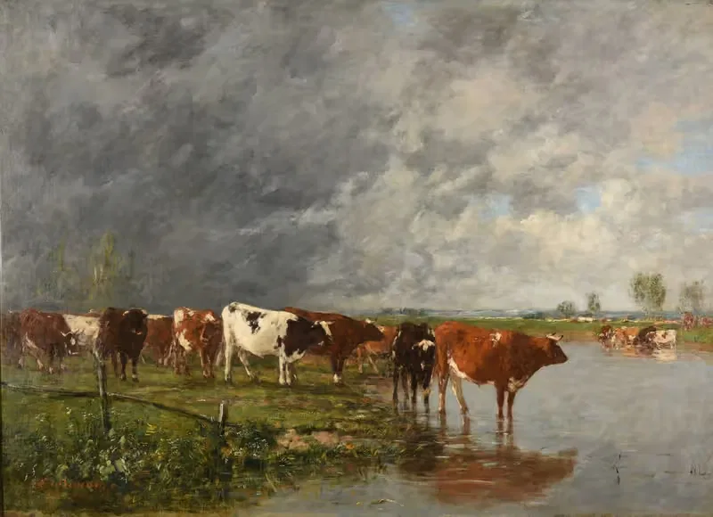 Troupeau s'abreuvant by Eugène Boudin, 1880-1895 — digital art print download