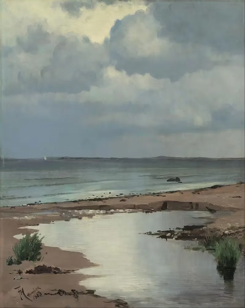 С пляжа в Хорнбэке by Франц Хеннингсен, 1883 — digital art print download
