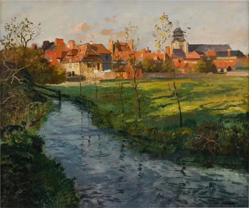 Village by a Stream by Frits Thaulow — digital art print download