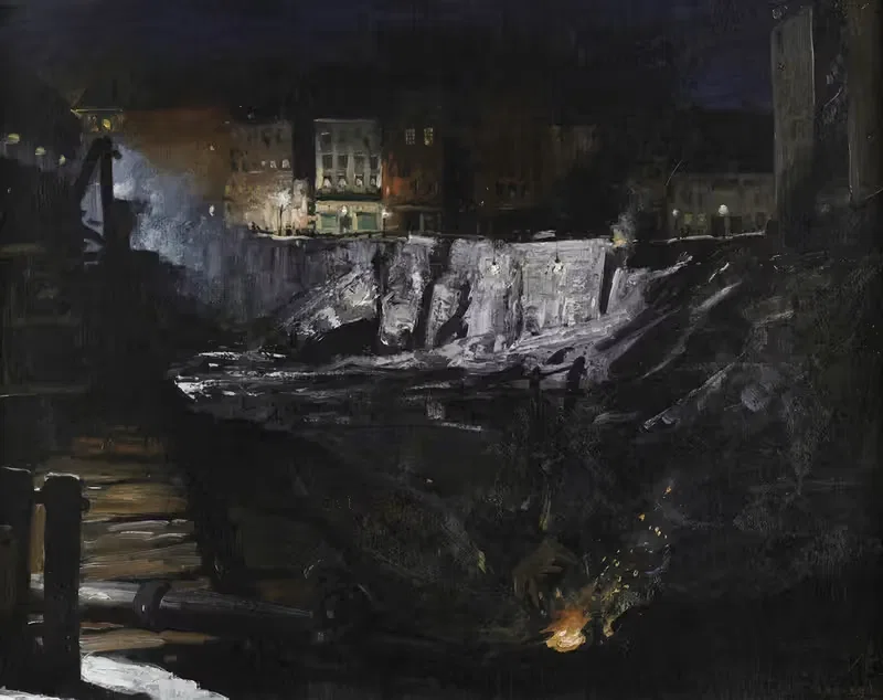 Раскопки ночью by Джордж Уэсли Беллоуз, 1908 — digital art print download