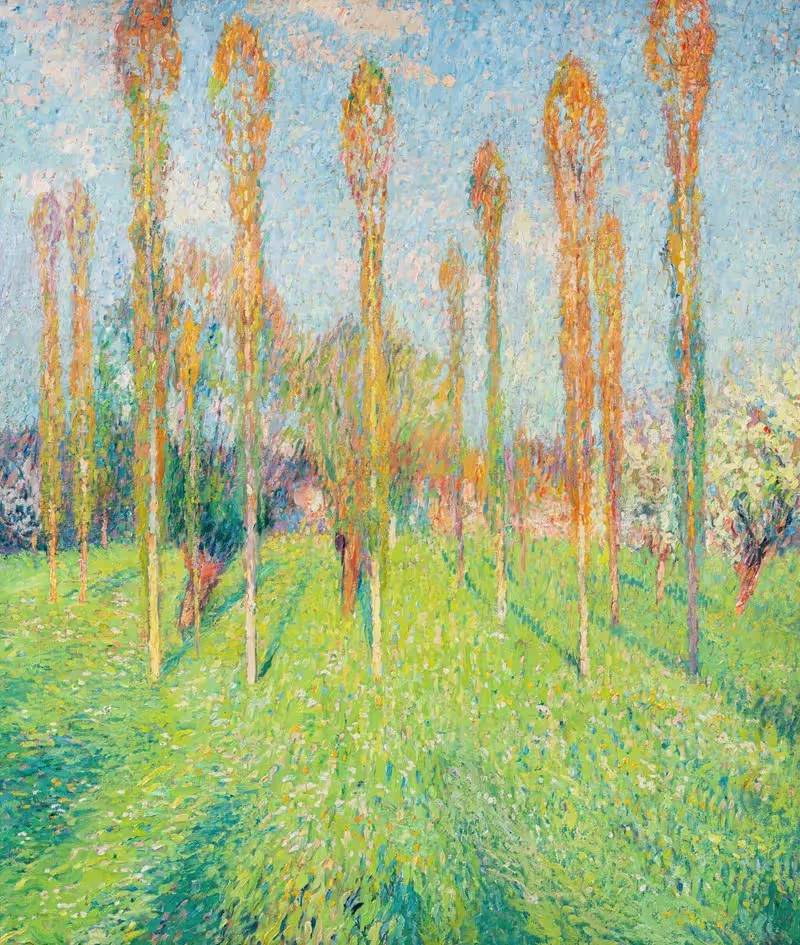 Prairie ensoleillée aux peupliers — Henri Martin