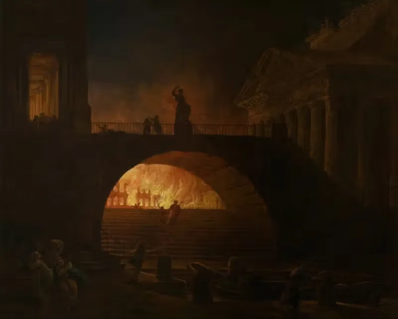 Пожар в Риме by Юбер Робер, 1785 — digital art print download