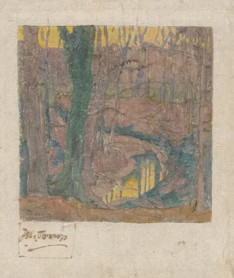 Лавровые буковые деревья вдоль ручья 2 by Ян Тoorоп, 1895 — digital art print download