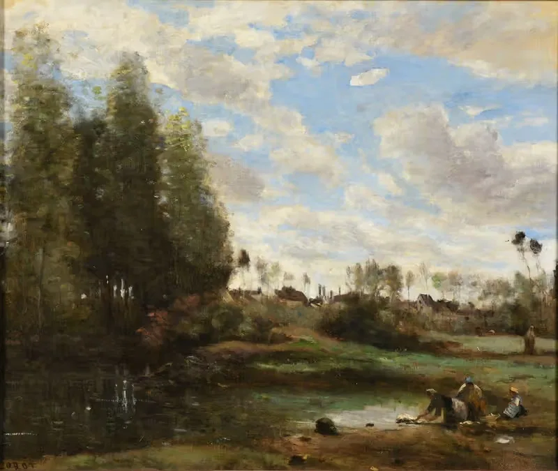 Женщины у воды by Жан-Батист-Камиль Коро, 1860-1870 — digital art print download