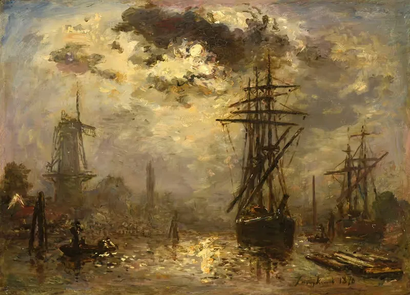 Мельницы Роттердама by Иоганн Бартольд Йонгкинд, 1870 — digital art print download