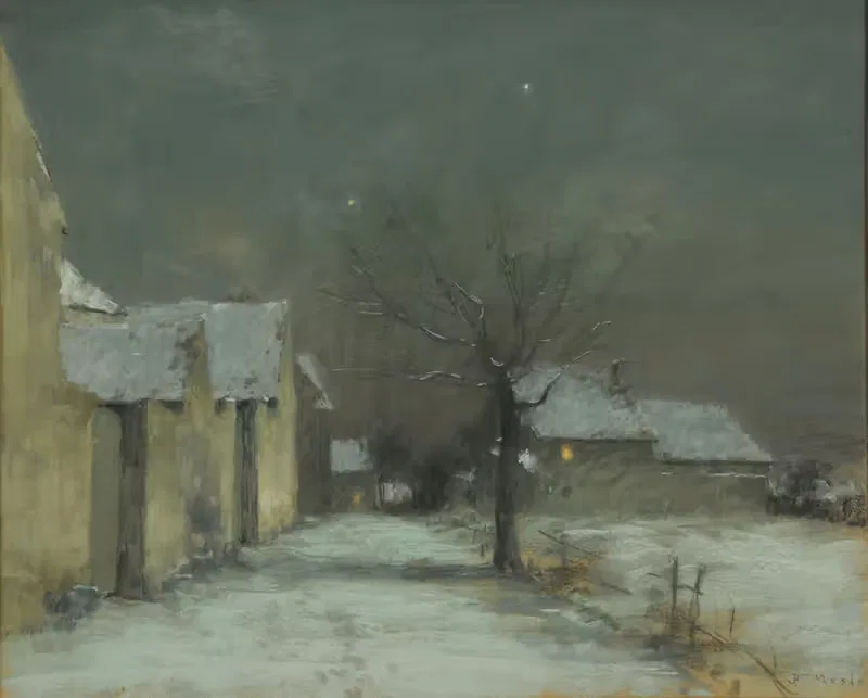 Neige et clair de lune à Chamigny by Joseph-Paul Meslé — digital art print download
