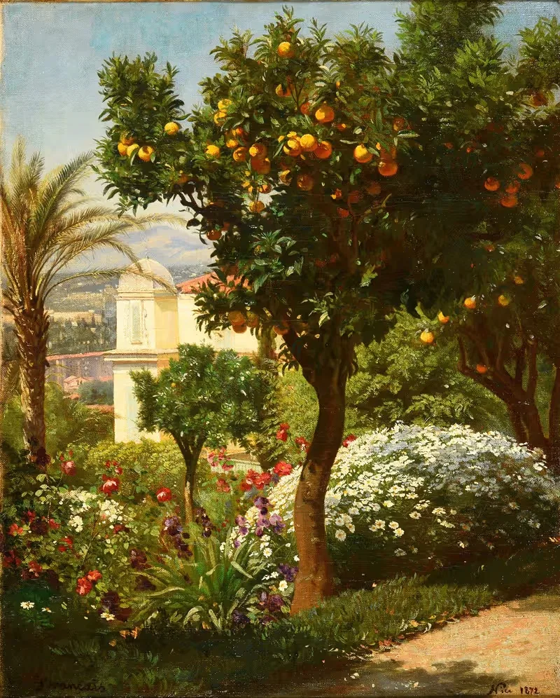 Un oranger dans la Villa Frémy à Nice — Francois-Louis Français