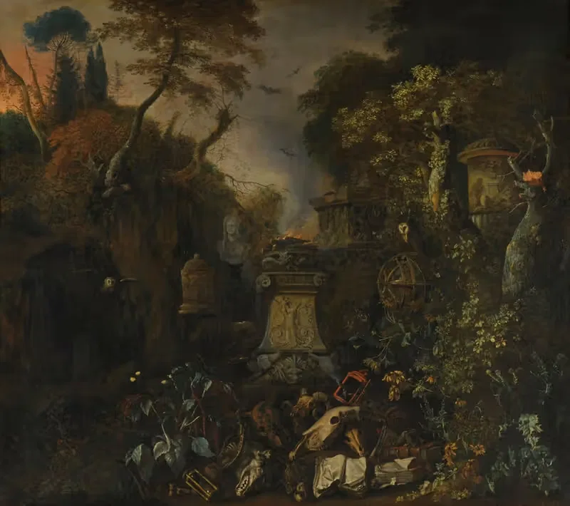 Paysage de cimetière la nuit — Matthias Withoos