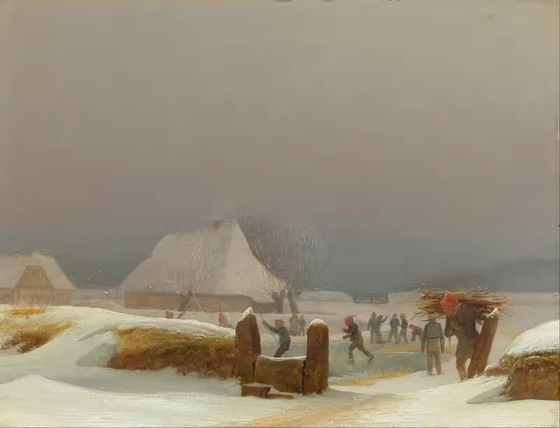 Winter lanscape from Funen by Wilhelm Bendz, 1831 — digital art print download