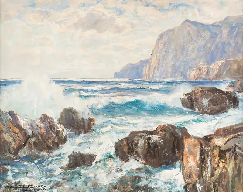 Breakers on a rocky coast by Albert Wenk — digital art print download