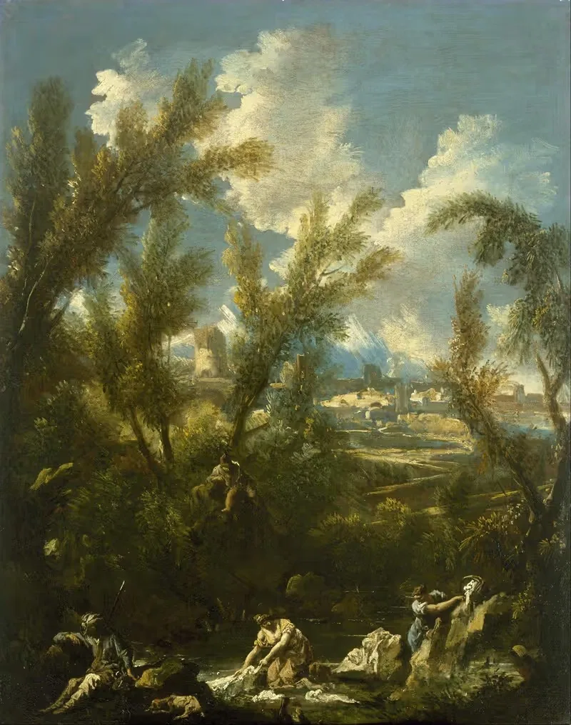 Пейзаж с прачкой by Алессандро Маньяско, 1710-1720 — digital art print download