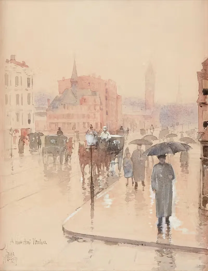 Rainy Day, Columbus Avenue, Boston — Childe Hassam