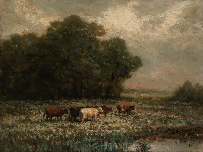 Без названия (пейзаж с пасущимися скотом) by Эдвард Митчелл Баннистер, 1897 — digital art print download