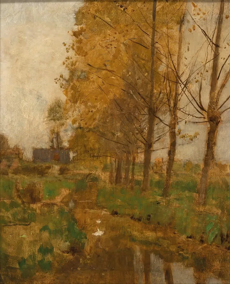 Willow Trees, Autumn Landscape by Eugen Jettel — digital art print download