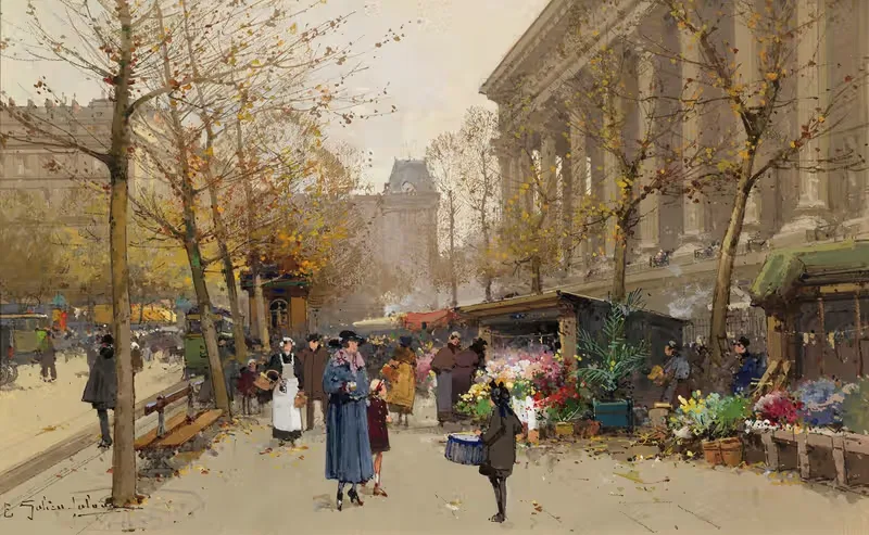 Flower Market, La Madeleine — Eugène Galien-Laloue