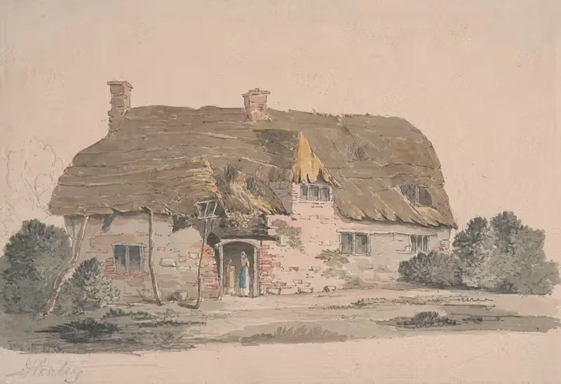 Сруб с соломенной крышей рядом с Хенли by Джон Баверсток Найт, 1821 — digital art print download