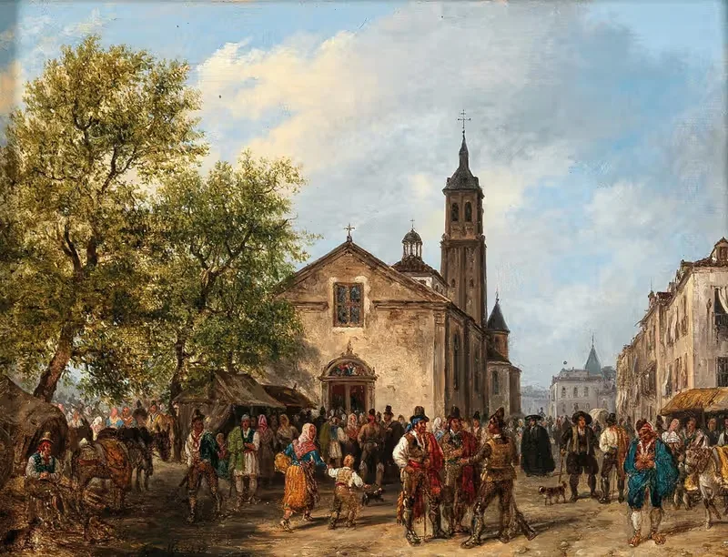 Живописная сцена на рыночной площади by Джузеппе Канелла, 1820 — digital art print download