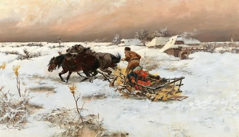 Сани в зиме by Ярослав Вешин, 1890 — digital art print download