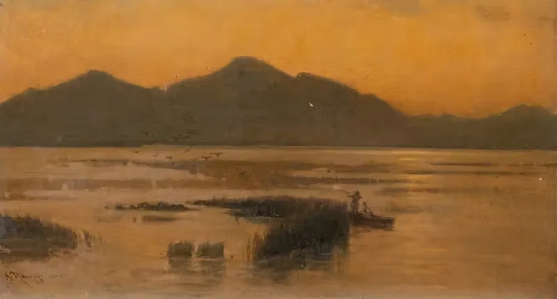 Вечер у озера Химзее by Карл Рауpp, 1895 — digital art print download