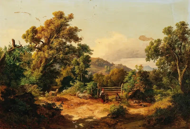 A Landscape with Goatherders by Karoly Marko the Younger, 1848 — digital art print download