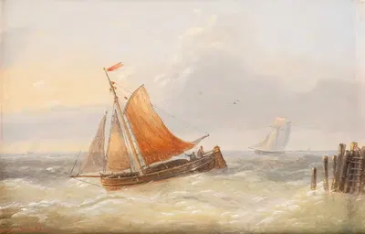Корабли на бурном море by Шарль Луи Вербокховен — digital art print download