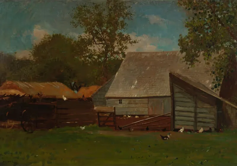 Двор фермы с утками и курами by Уинслоу Хомер, 1872-1873 — digital art print download