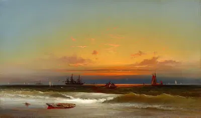 Закатное морское пейзаж by Джеймс Гамильтон, 1865 — digital art print download